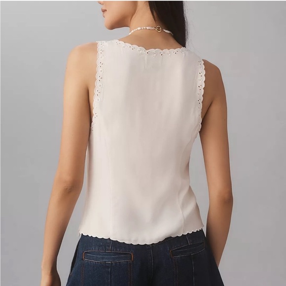 Reformation Marlena Embroidered Eyelet Top in Gossamer - Picture 2 of 9